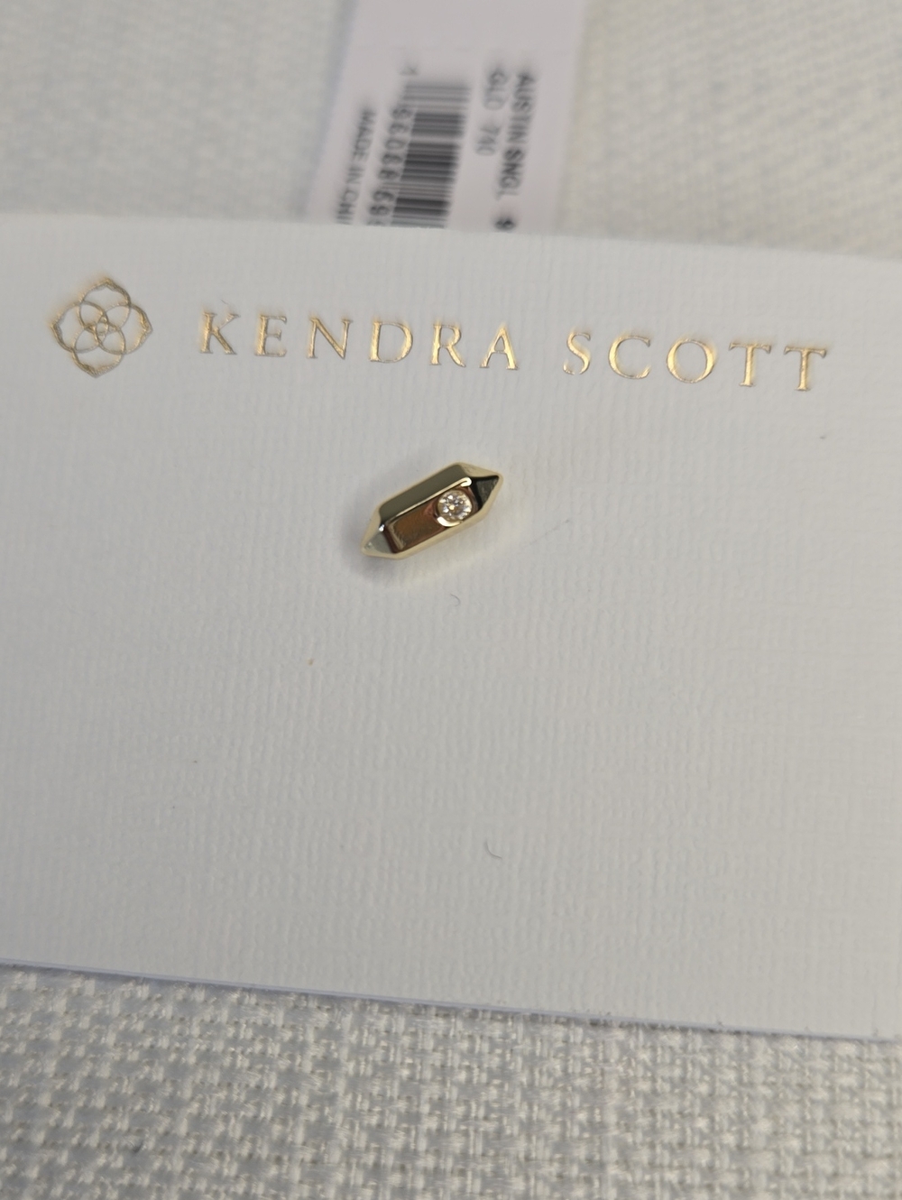 Kendra Scott Gold Hexagon Stud Earring with Clear Stone